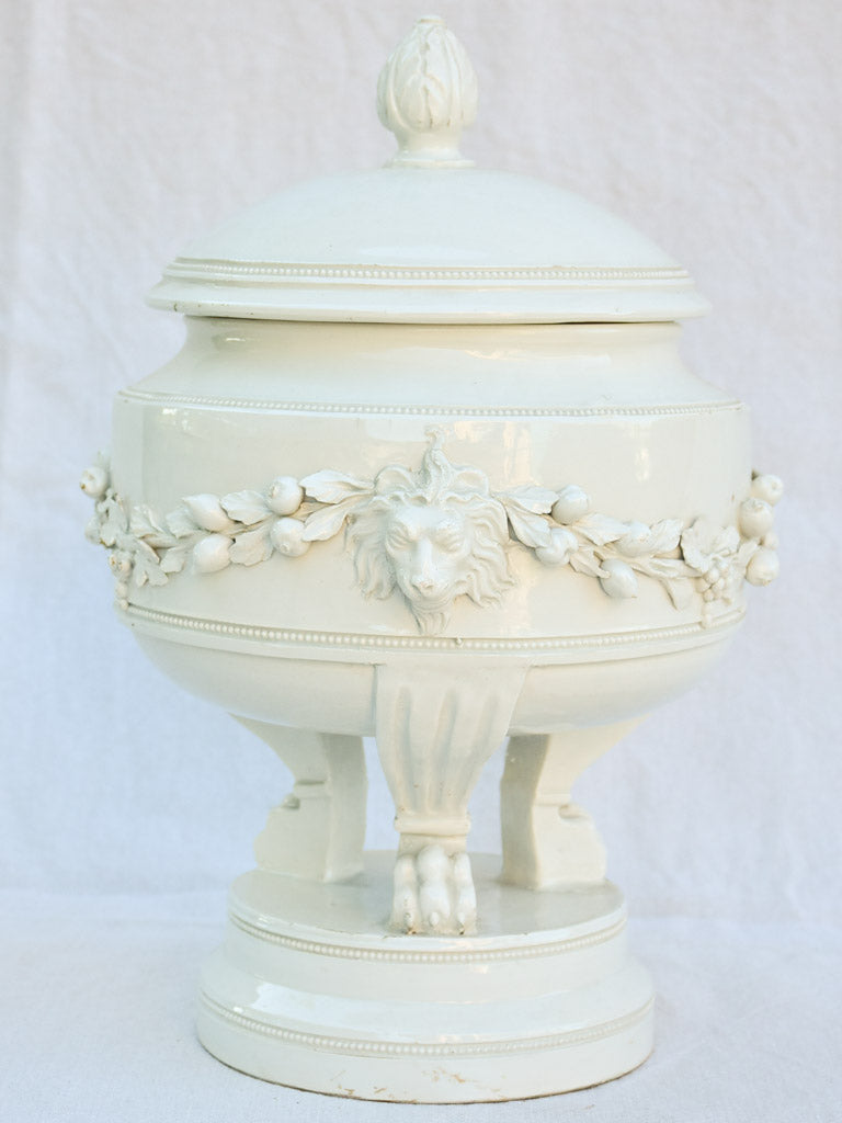 Antique Italian soup tureen with lions head motifs 16¼"