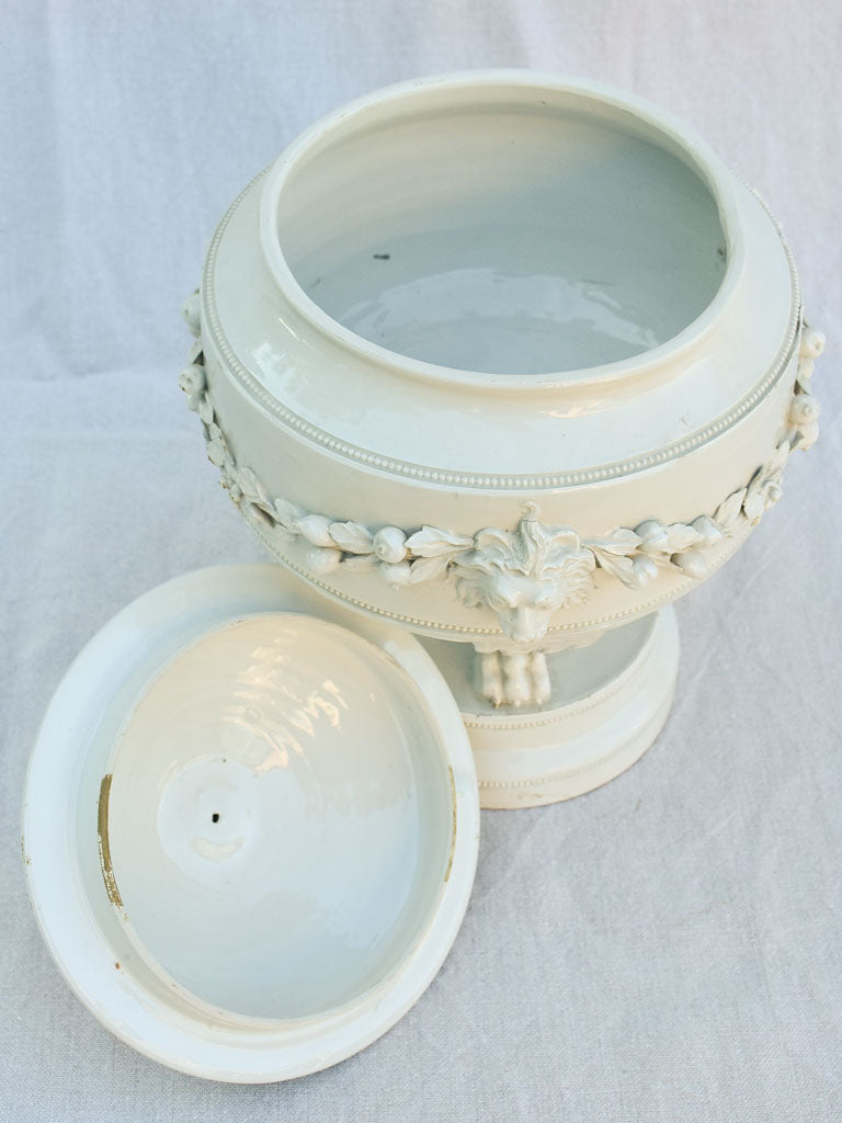 Antique Italian soup tureen with lions head motifs 16¼"