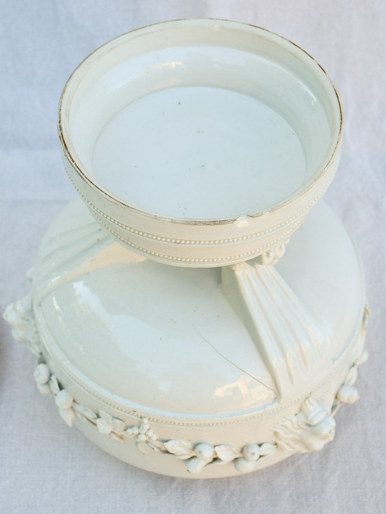 Antique Italian soup tureen with lions head motifs 16¼"