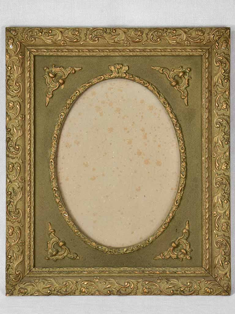 Napoleon III portrait frame - sage green and gold 11½" x 15¼"