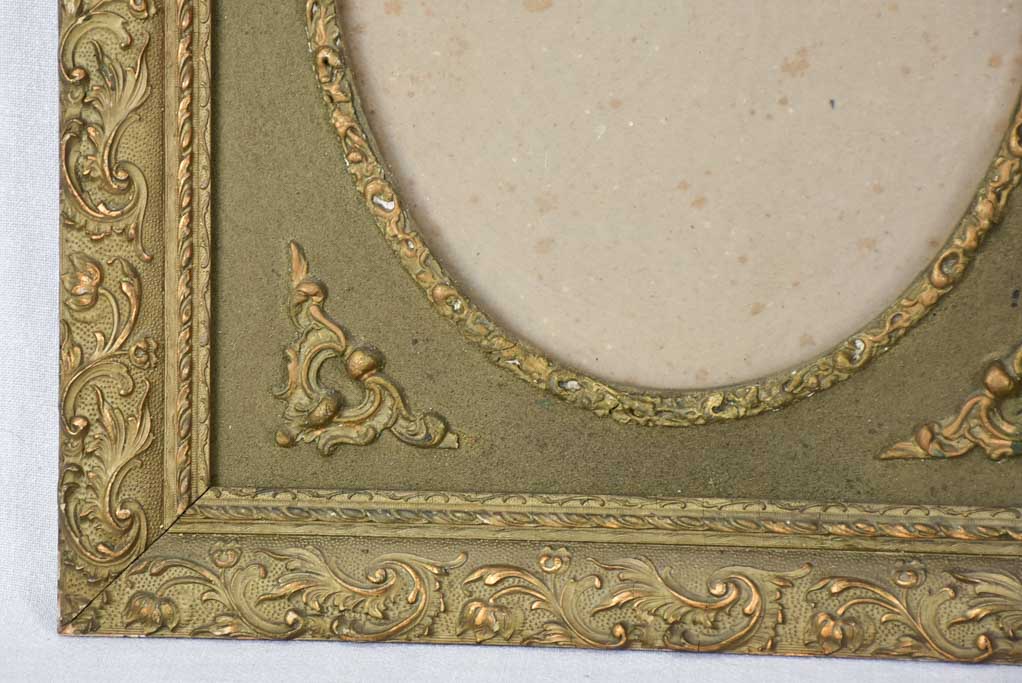 Napoleon III portrait frame - sage green and gold 11½" x 15¼"