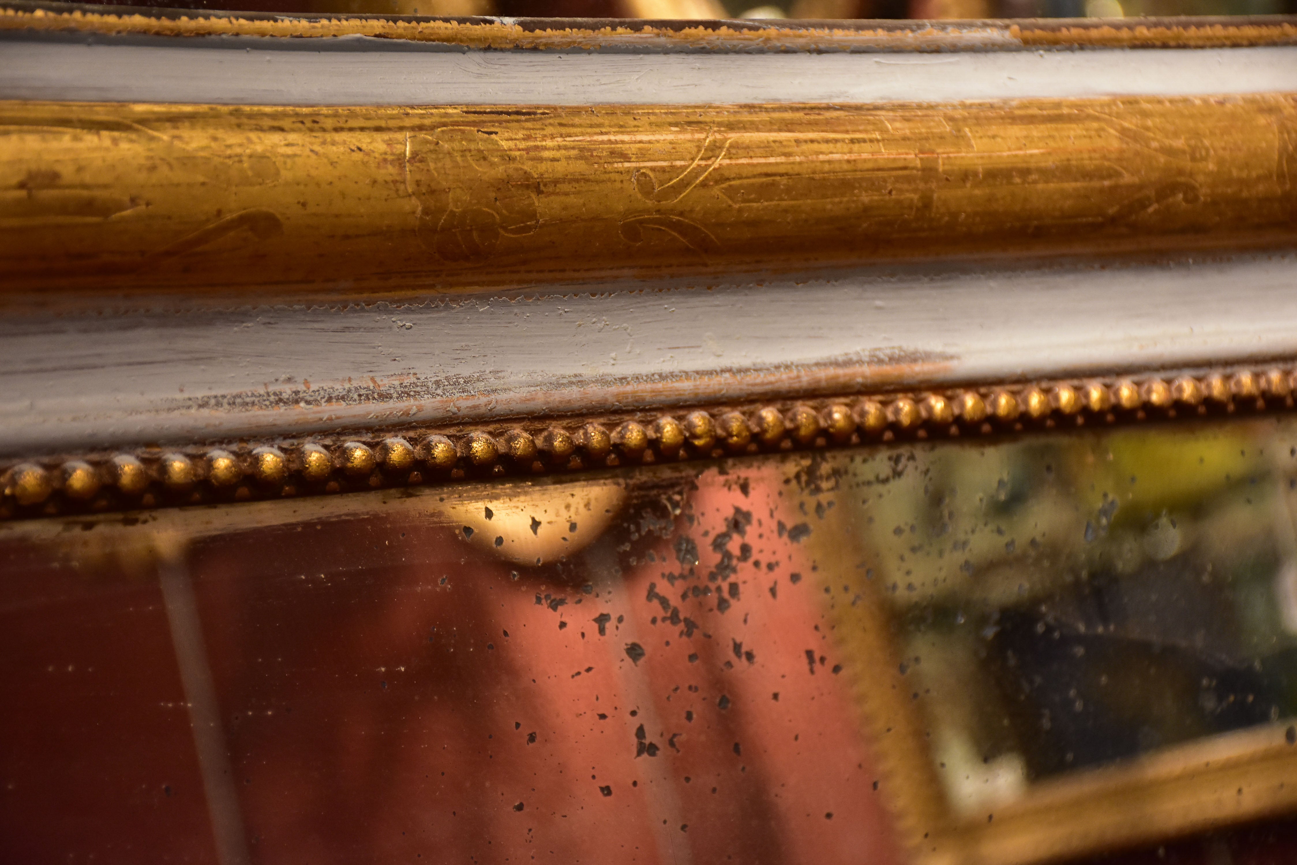 Painted Louis Philippe mirror with grey and gold frame