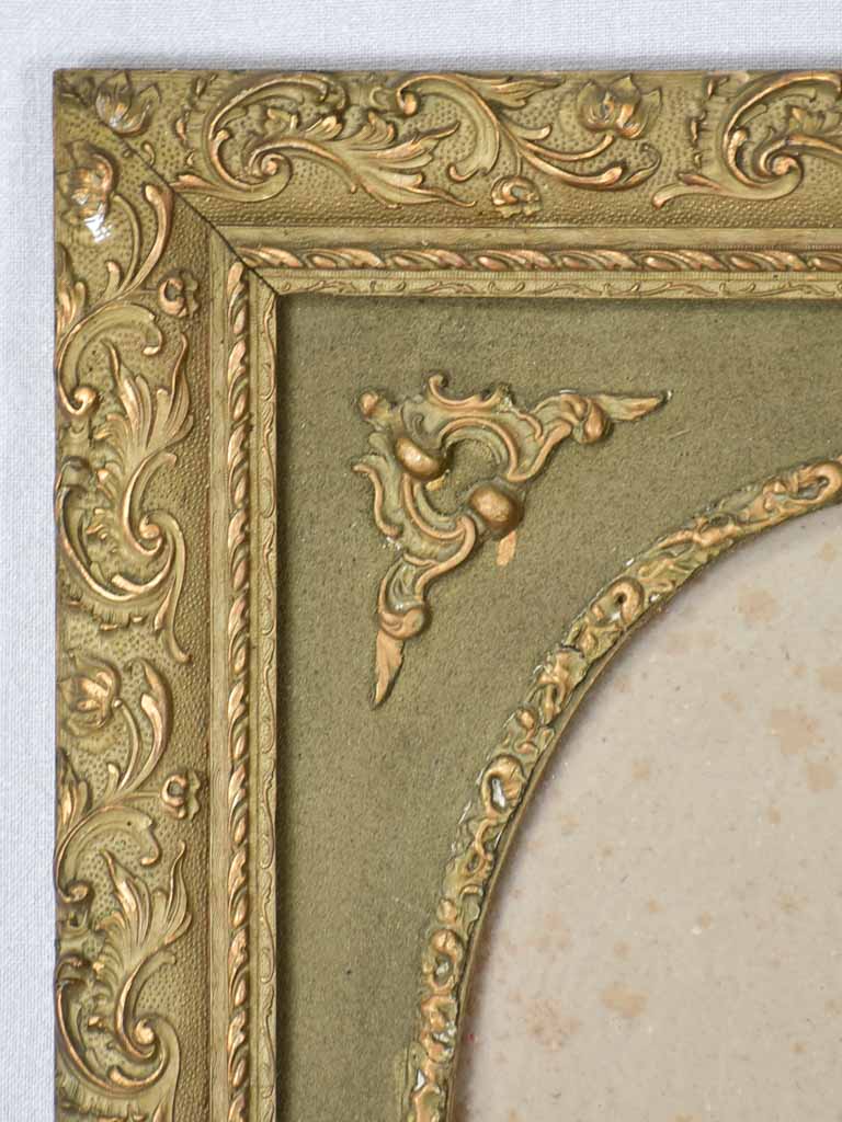 Napoleon III portrait frame - sage green and gold 11½" x 15¼"