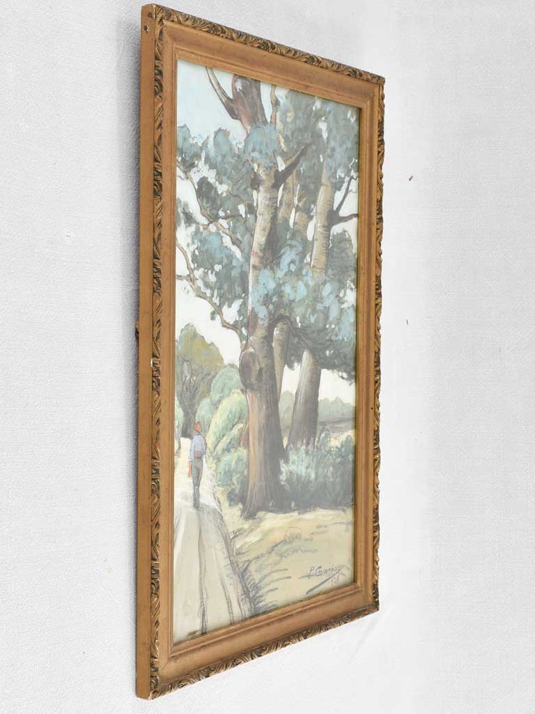 Antique landscape pastel P. Ganeac 1928 - 21¼" x 15"