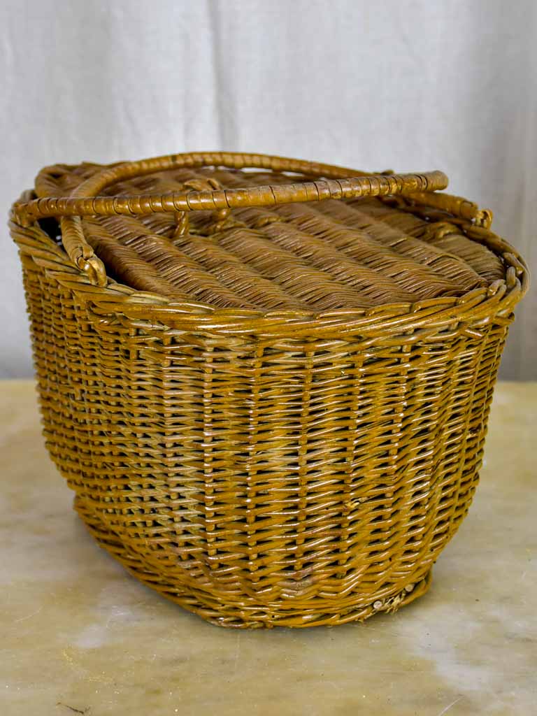 Antique French fishing creel - wicker