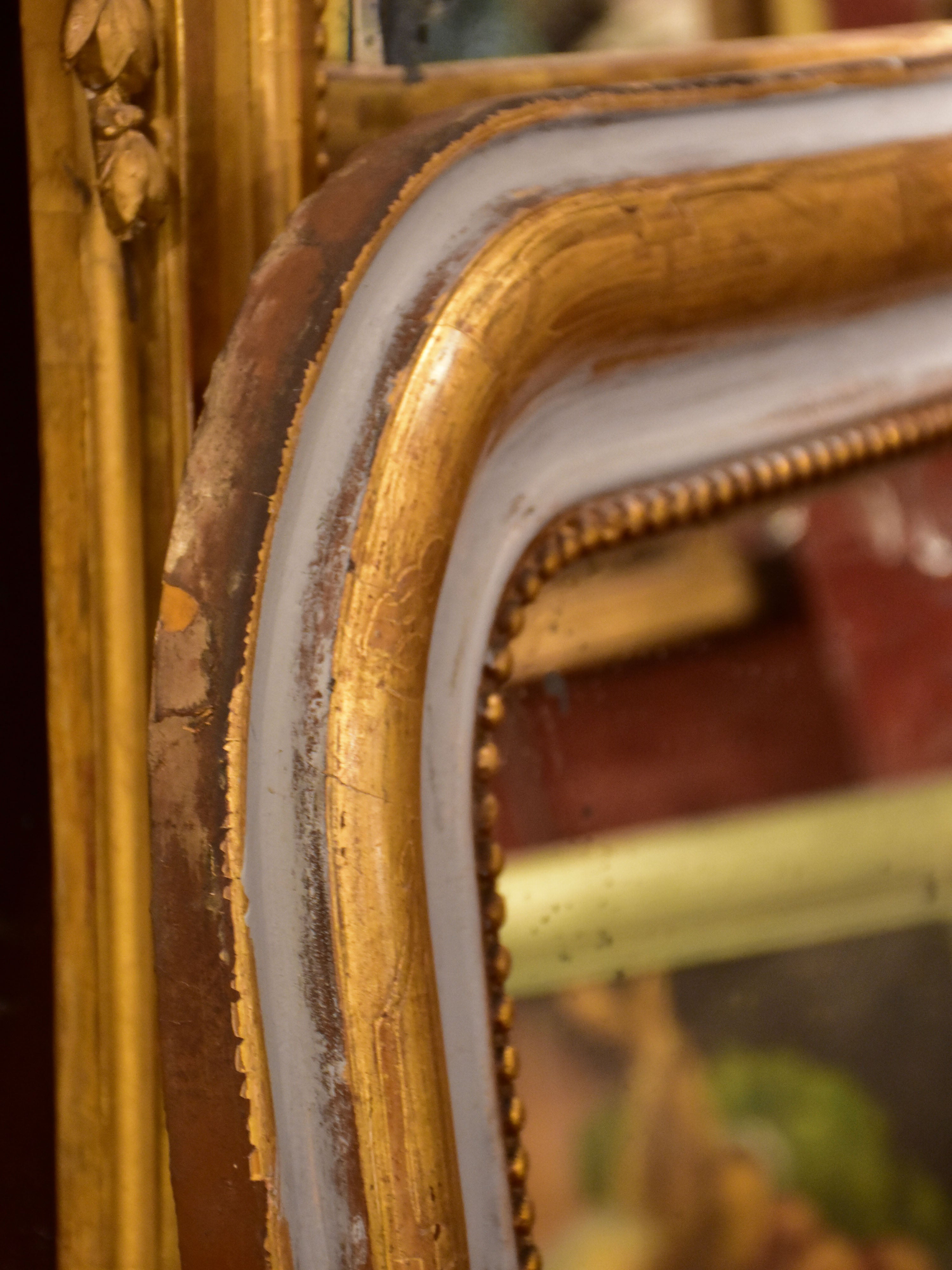 Painted Louis Philippe mirror with grey and gold frame