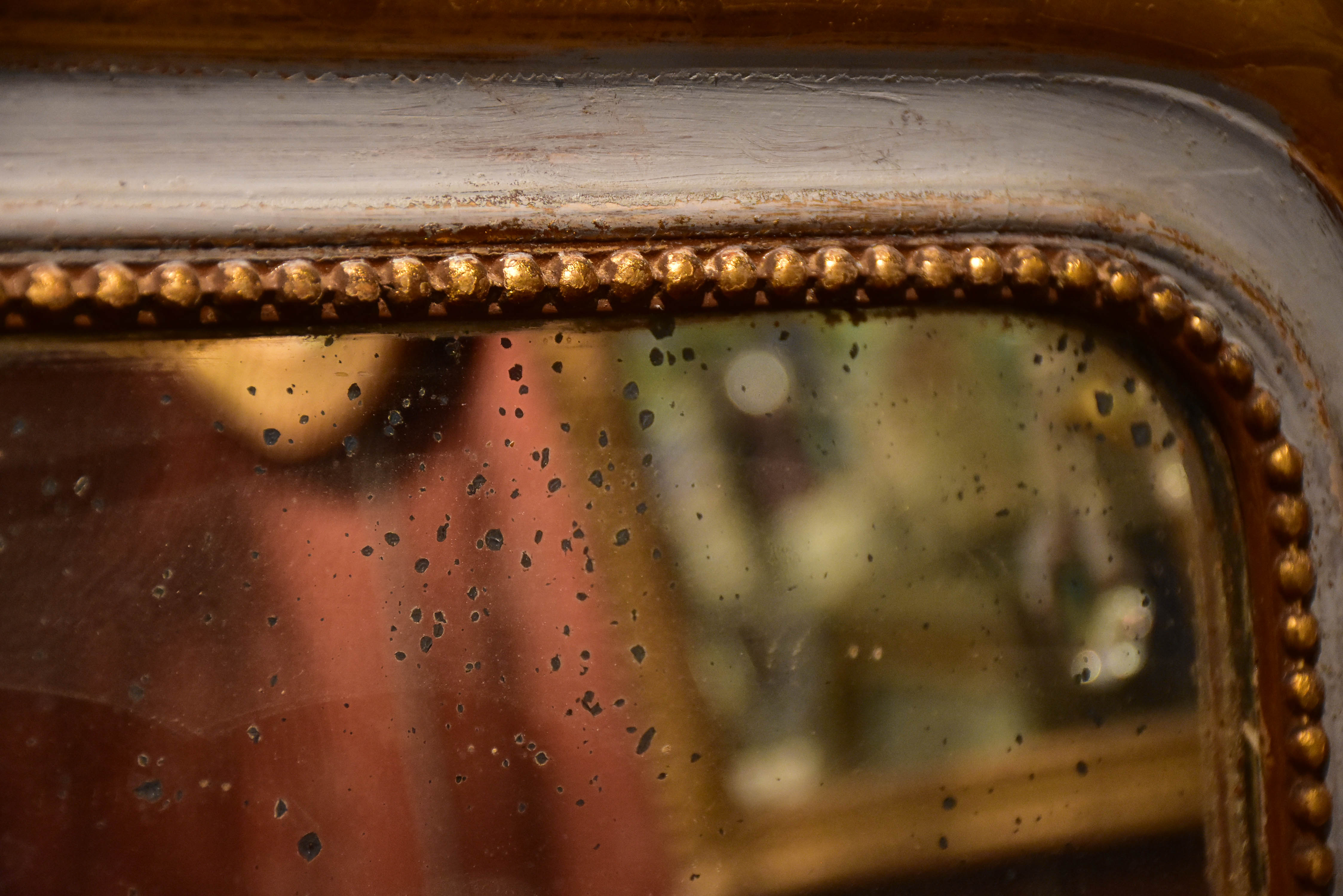 Painted Louis Philippe mirror with grey and gold frame