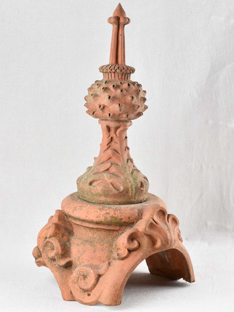 Antique French terracotta lightning rod - 19th century 33"