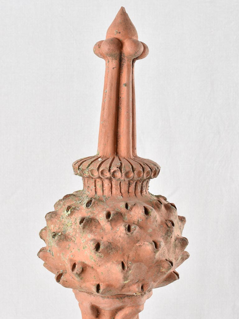 Antique French terracotta lightning rod - 19th century 33"