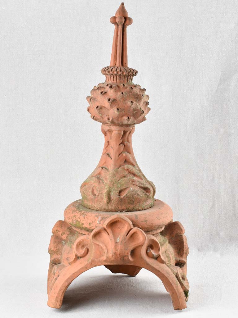 Antique French terracotta lightning rod - 19th century 33"