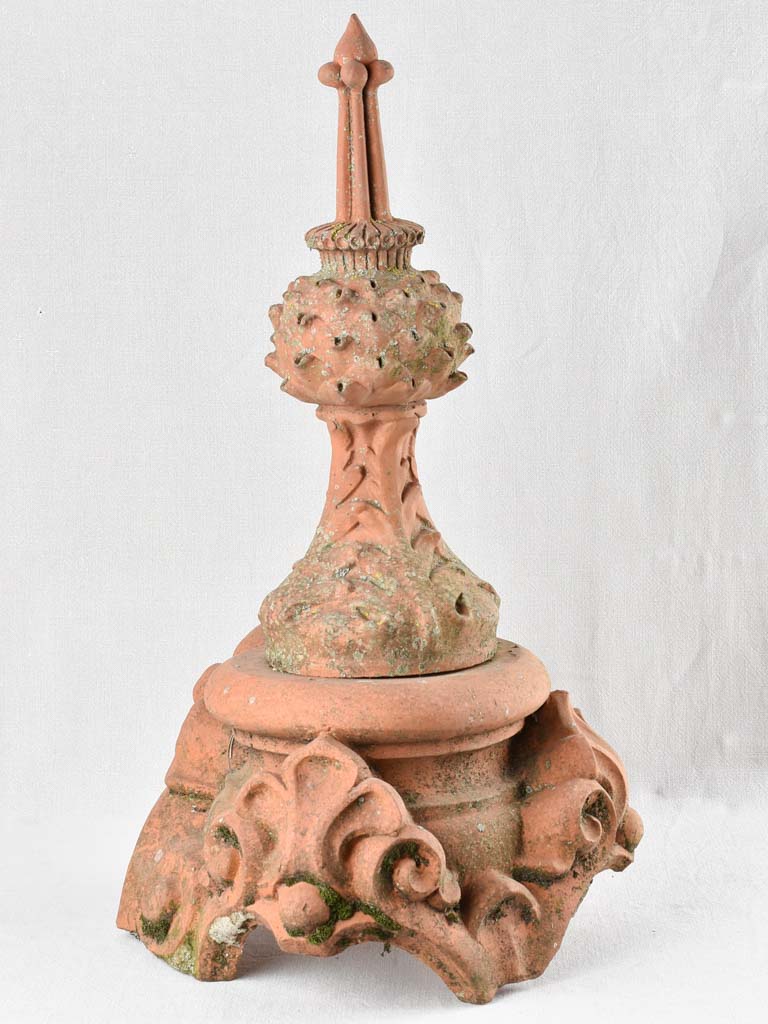 Antique French terracotta lightning rod - 19th century 33"