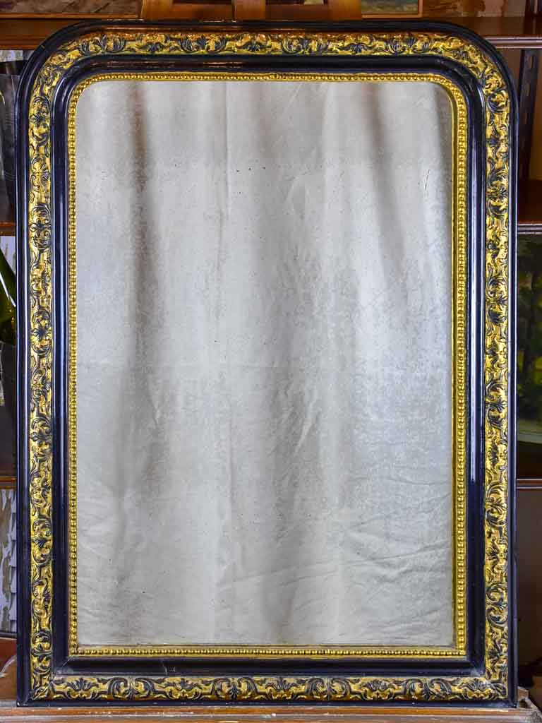 Black and gold antique French mirror - Napoleon III 25 ½" x 35"