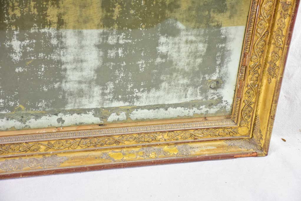 RESERVED LF Large two-pane Louis XVI Pier mirror with gilded frame & aged mercury glass 37¾" x 67"