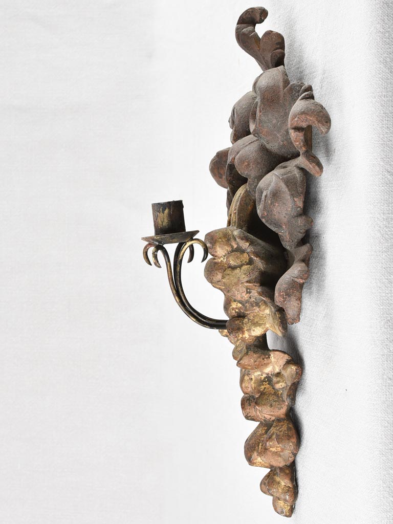 Pair of cast iron candle appliques 17"