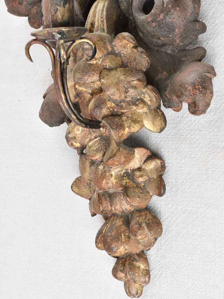 Pair of cast iron candle appliques 17"