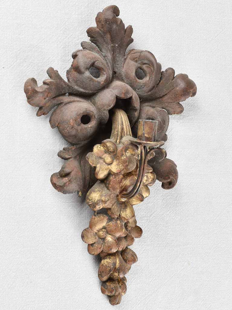 Pair of cast iron candle appliques 17"