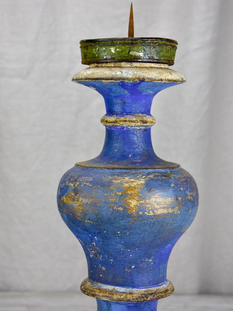 Pair of 19th Century Italian candlesticks with blue patina