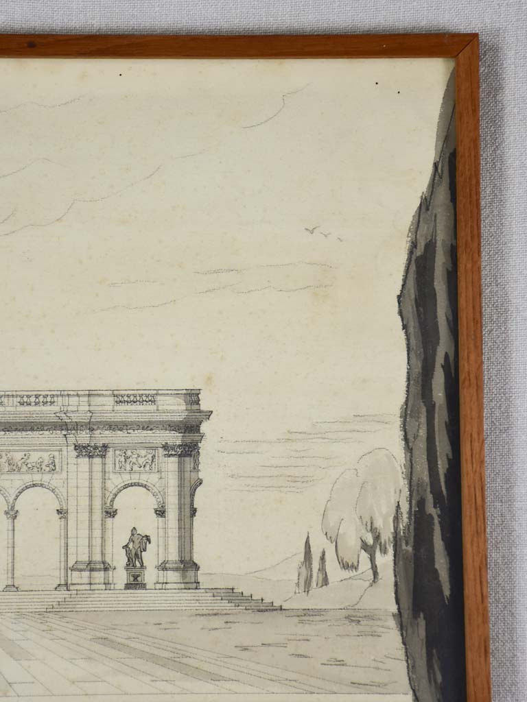 Vintage watercolor architectural sketch, exquisite