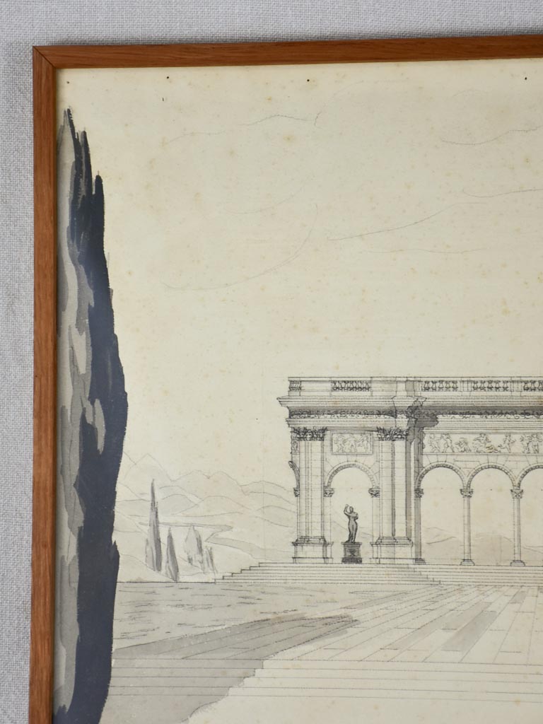 Antique Idealys paper sketch, framed
