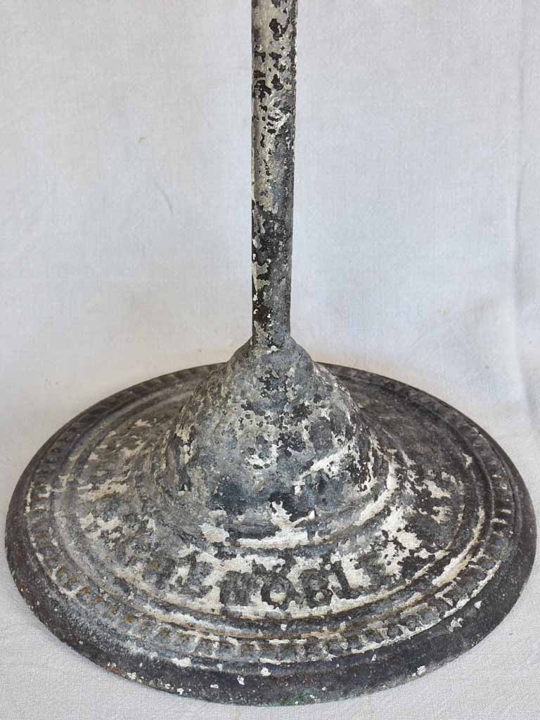 Antique French bistro table with cast iron base - Ruffier Grenoble foundry