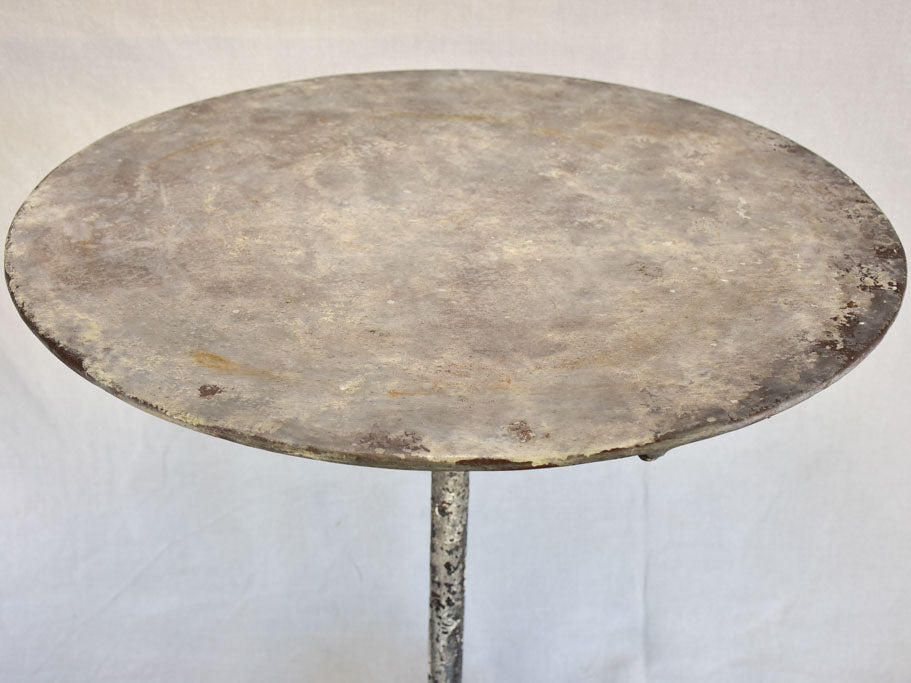 Antique French bistro table with cast iron base - Ruffier Grenoble foundry