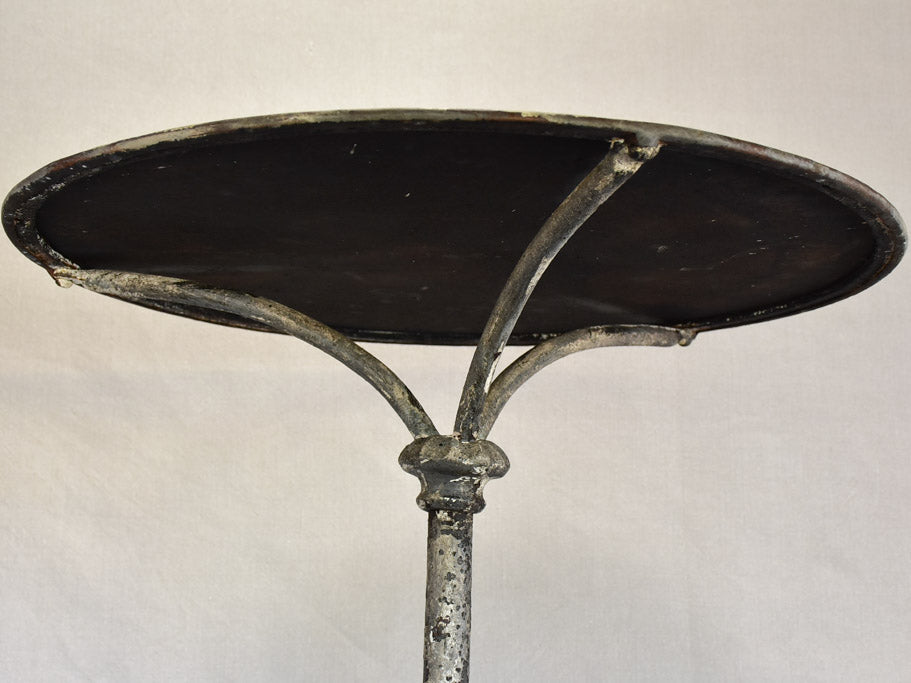 Antique French bistro table with cast iron base - Ruffier Grenoble foundry
