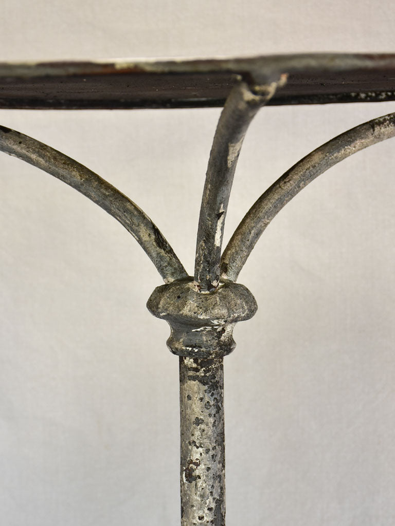 Antique French bistro table with cast iron base - Ruffier Grenoble foundry