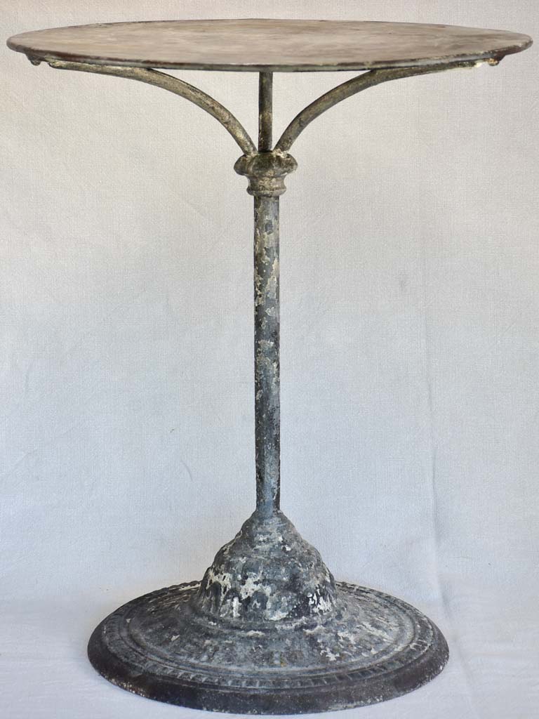 Antique French bistro table with cast iron base - Ruffier Grenoble foundry