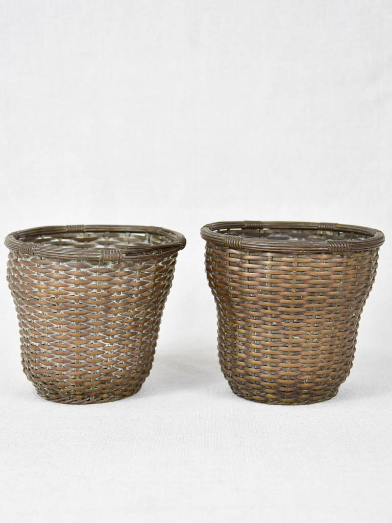 Pair of silver plate metal baskets / cachepots