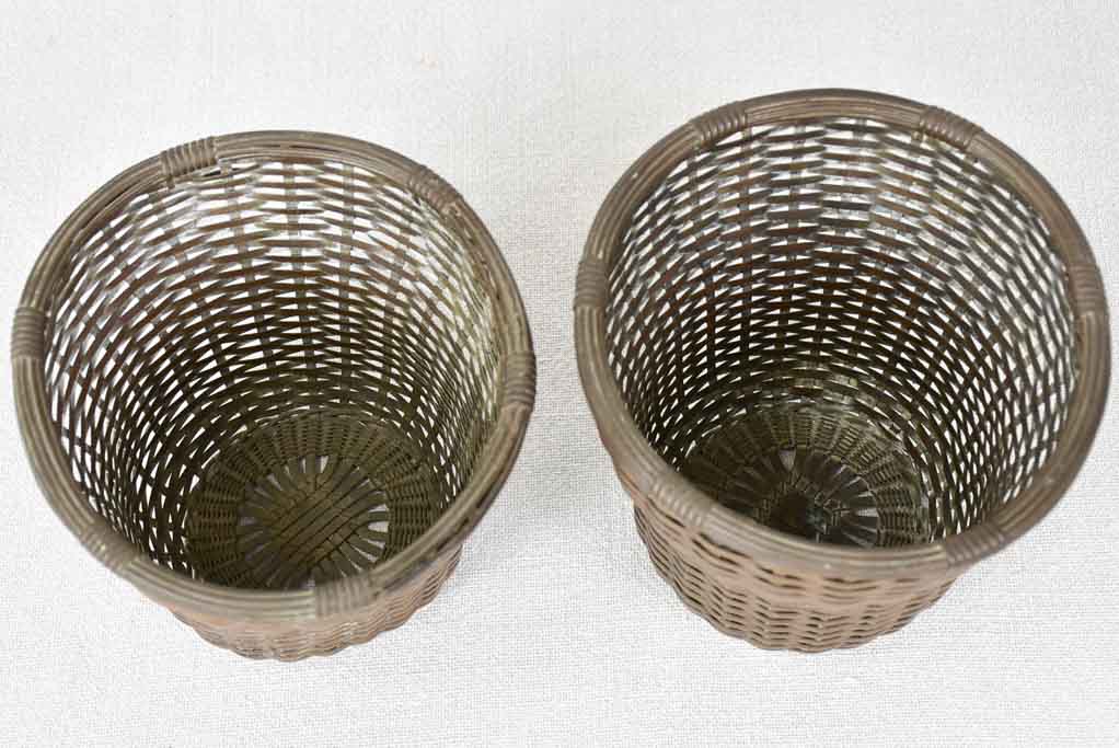 Pair of silver plate metal baskets / cachepots