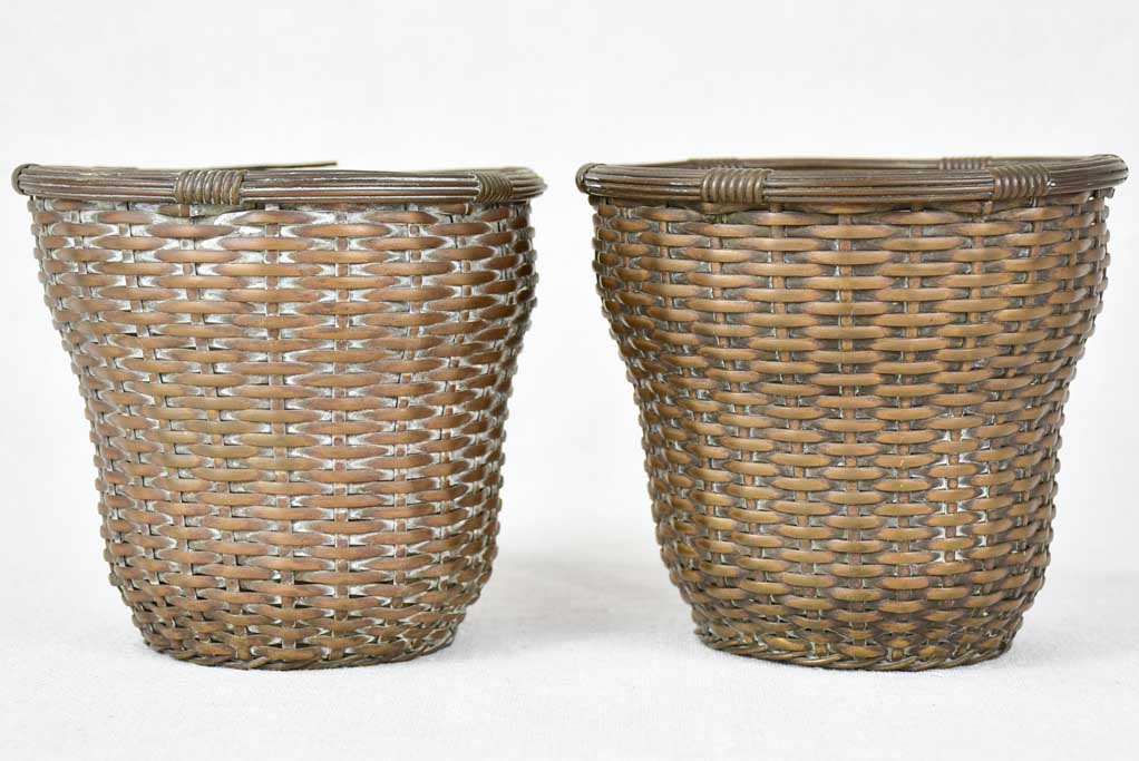 Pair of silver plate metal baskets / cachepots