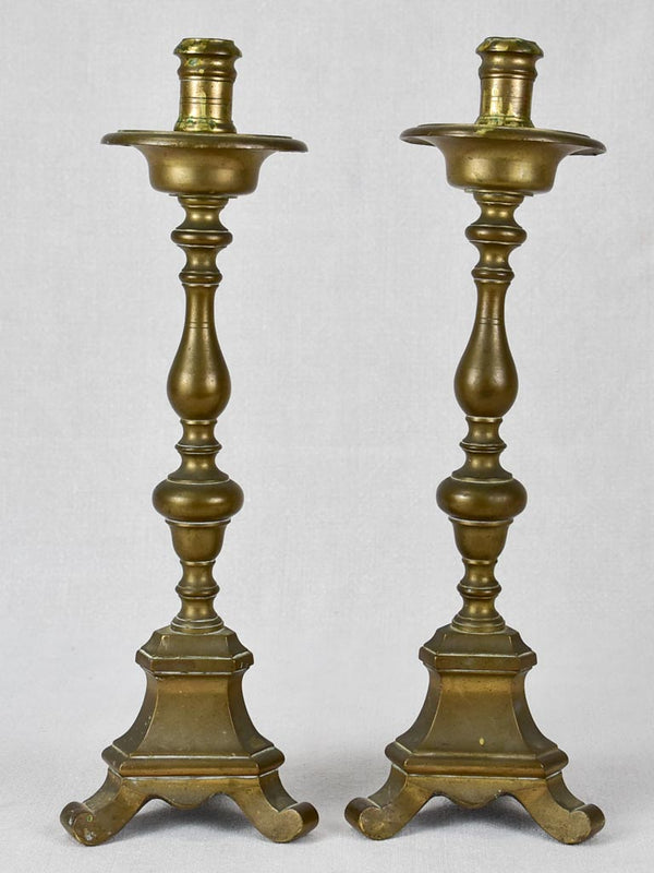 Antique 18th-century bronze church candlesticks