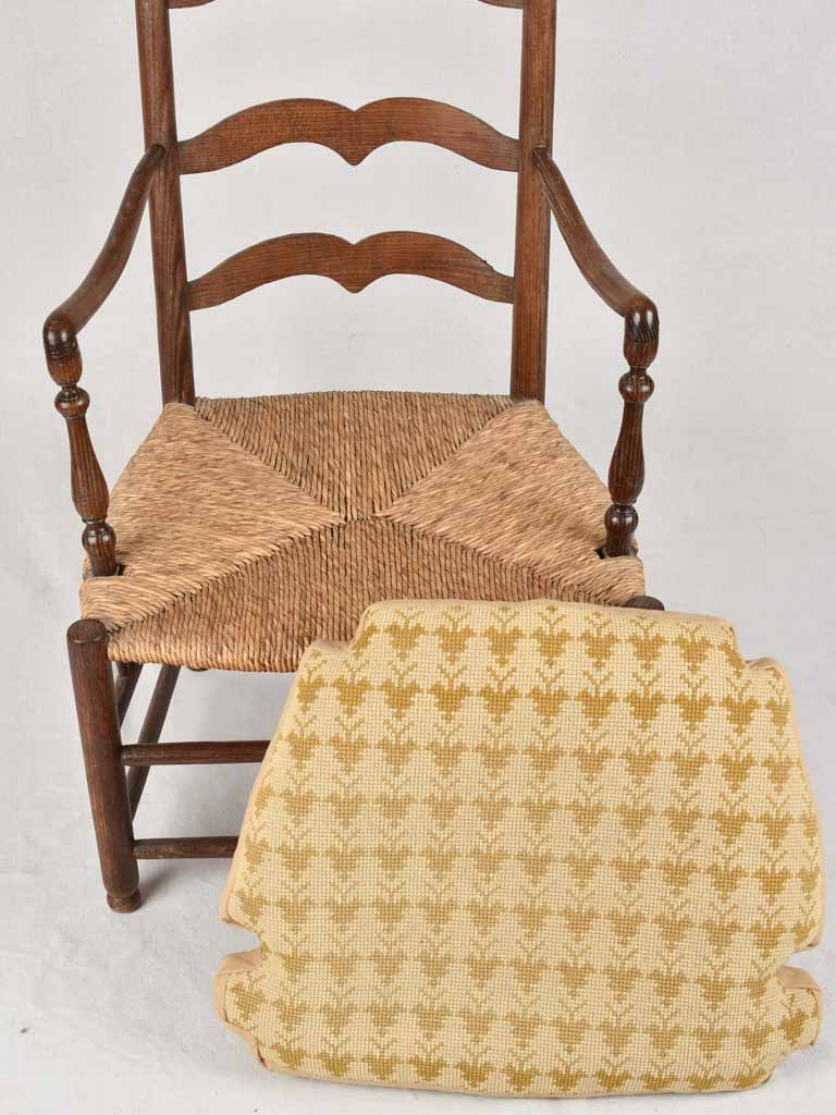 Pair of Provençal armchairs with straw seats