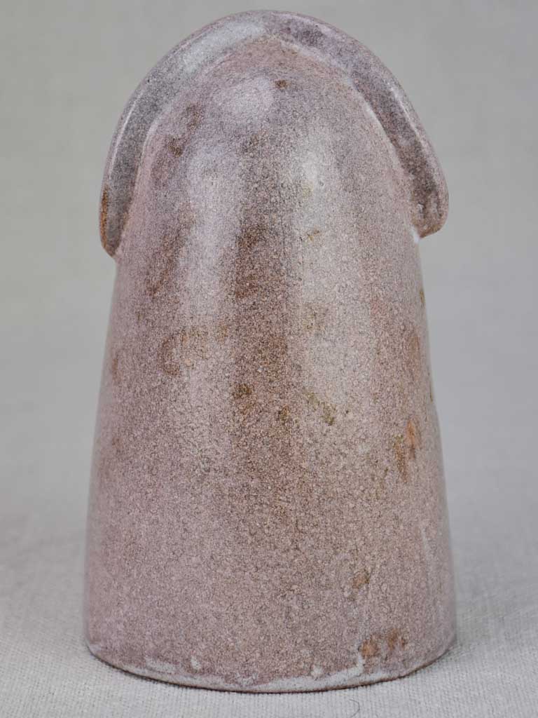 Clay sculpture of an owl with violet glaze - 1960's 6"