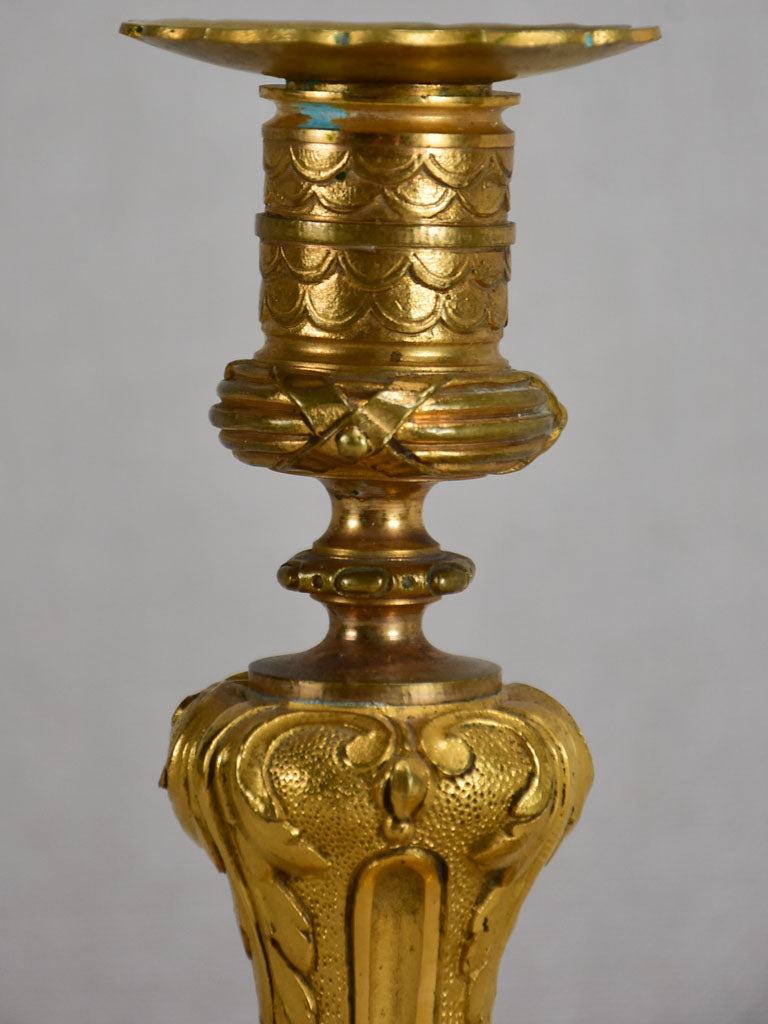 Pair of antique Louis XIV style candlesticks - gilt bronze 10¾"