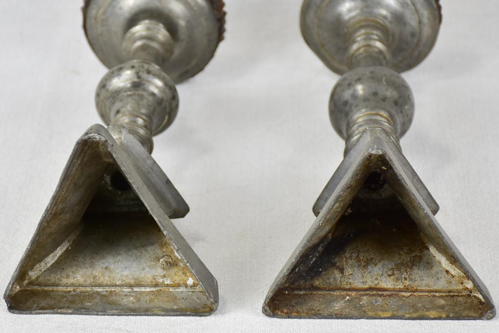 Vintage French Pewter Candlesticks