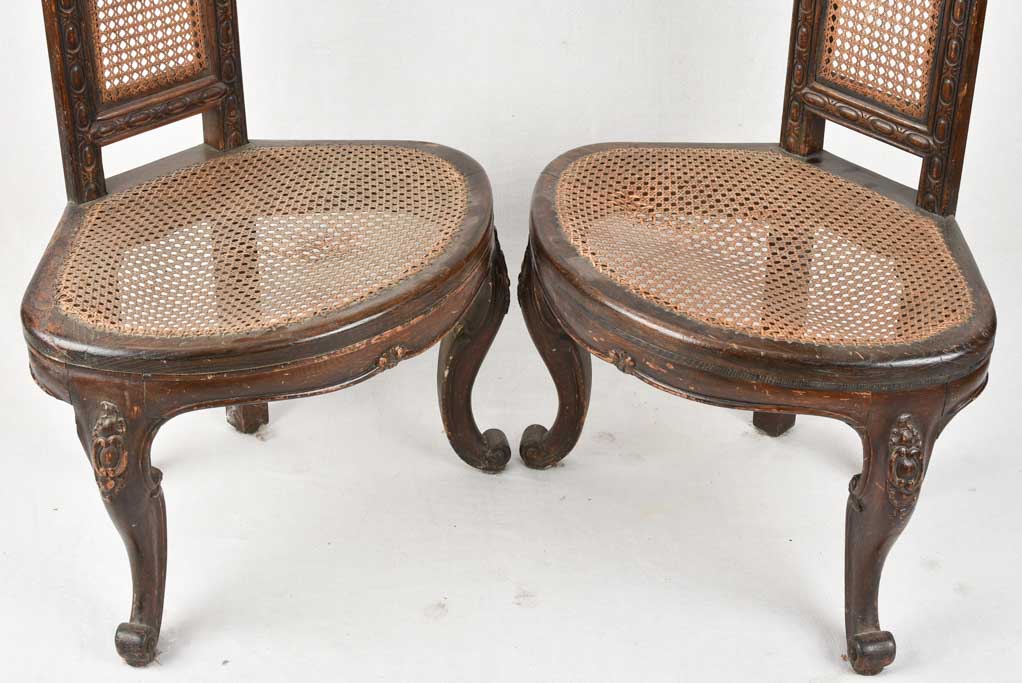 English Corner Chairs with Cane Seats