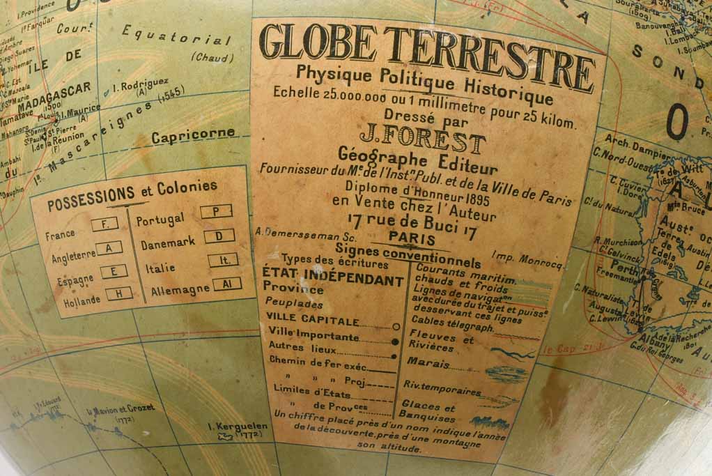 Large 19th century world globe 33¾"