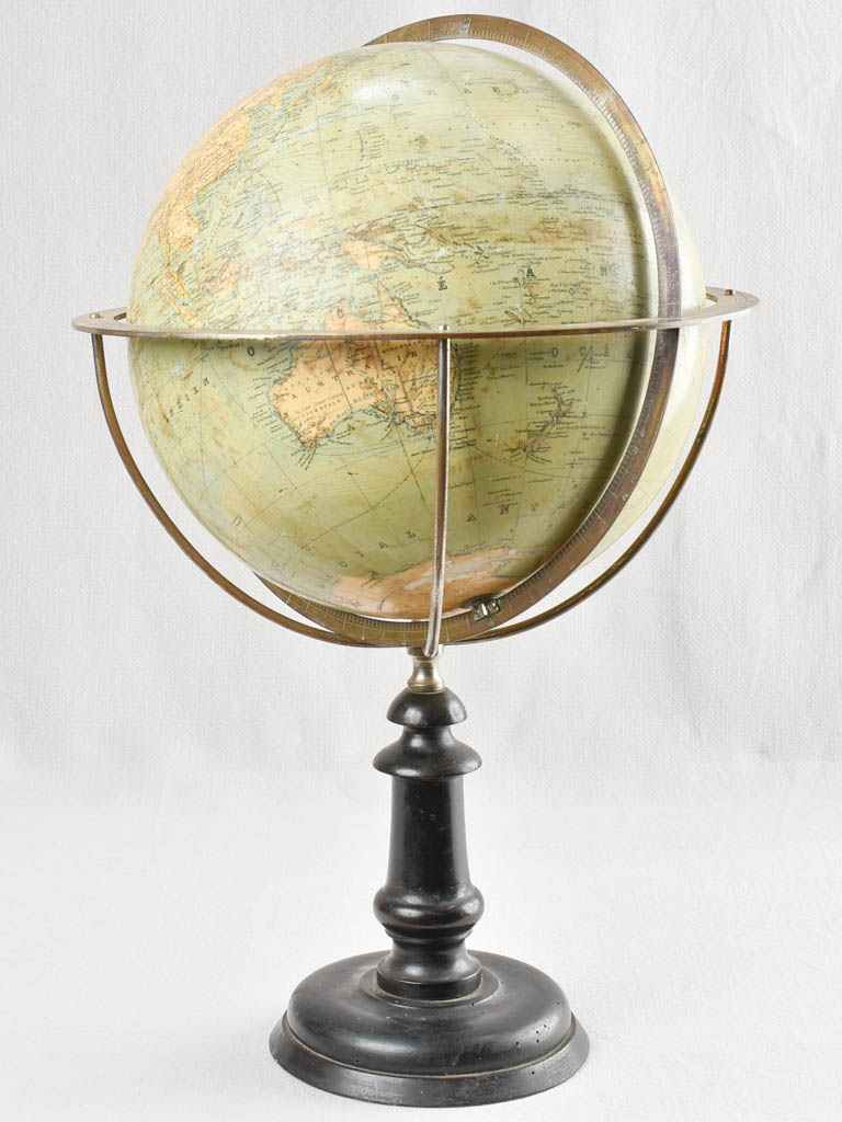Antique French world globe with frame surround 22"