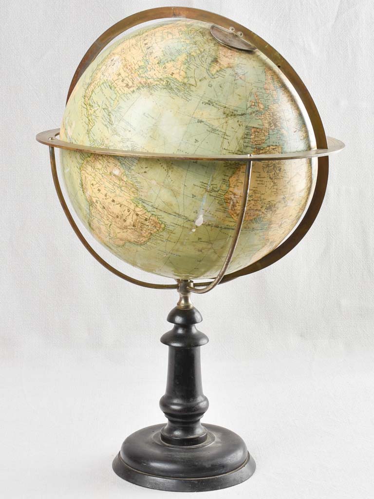 Antique French world globe with frame surround 22"
