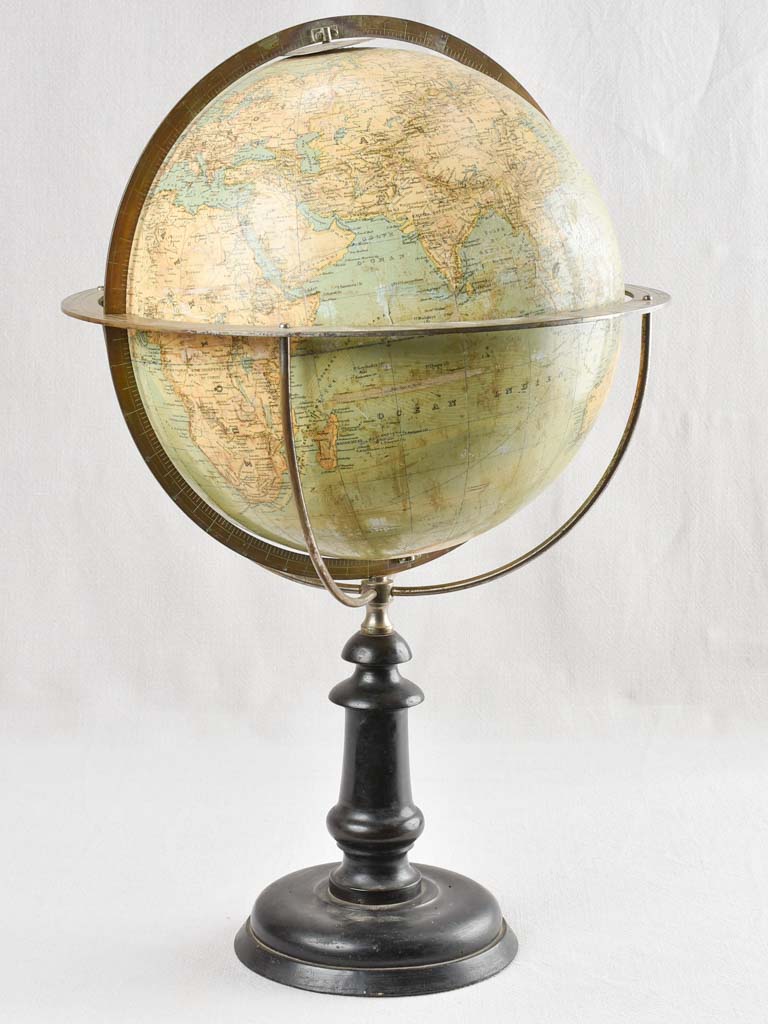 Antique French world globe with frame surround 22"