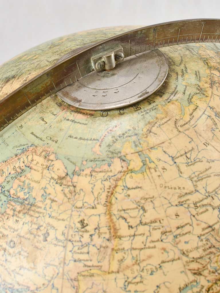 Antique French world globe with frame surround 22"