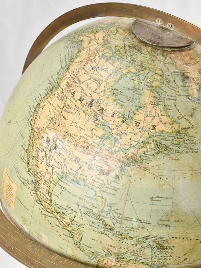 Antique French world globe with frame surround 22"