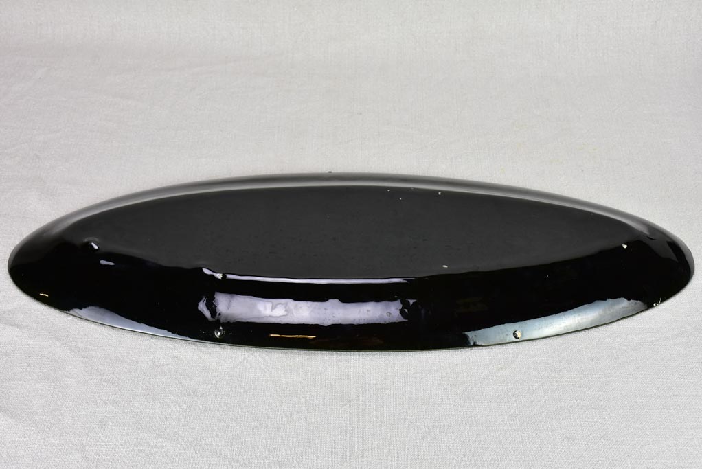 Stunning large black and white fish platter with six plates - Robert Picault for Longchamp 24½"