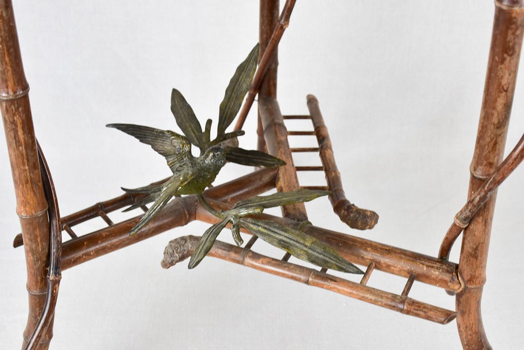 Side table/indoor plant stand, bronze & bamboo