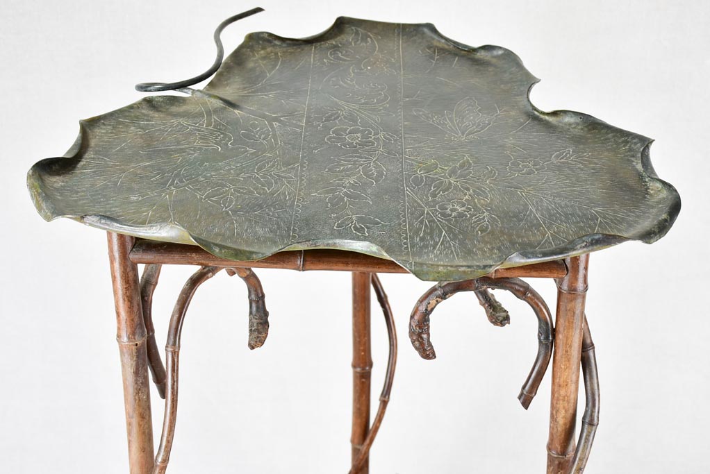 Side table/indoor plant stand, bronze & bamboo