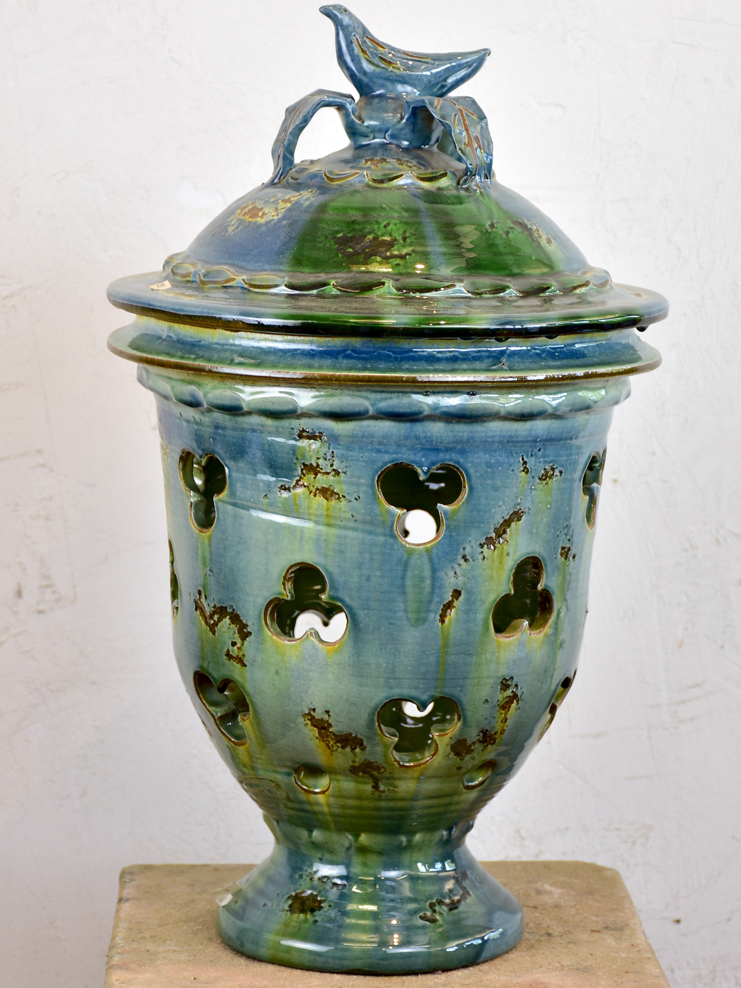 Hand made French lanterns and candle holders - blue lagoon finish
