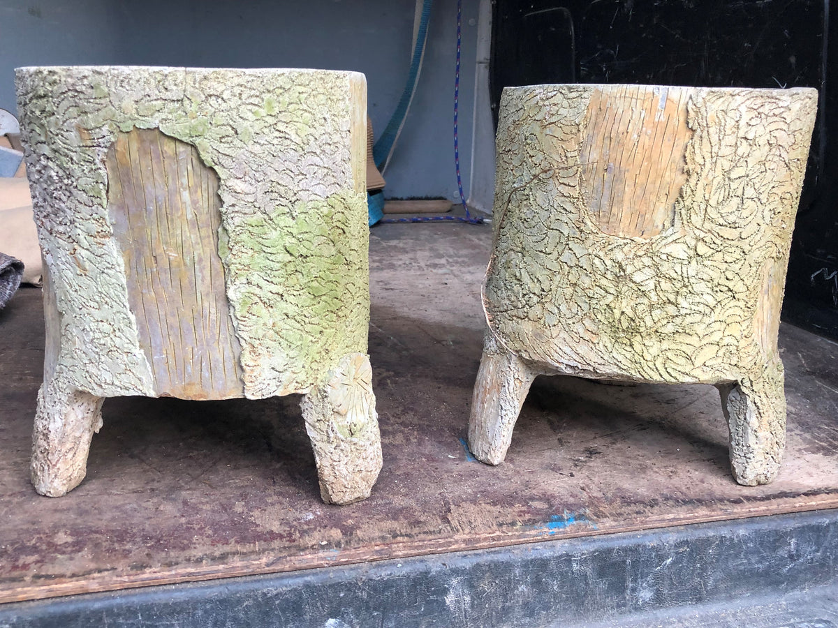 Pair of Faux Bois planters