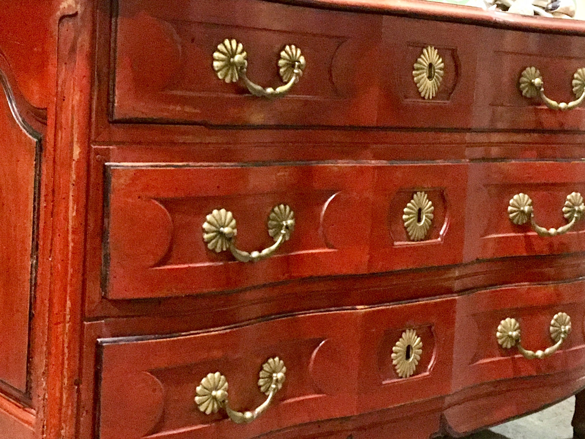 Louis XIV arbalette commode with three drawers 55"