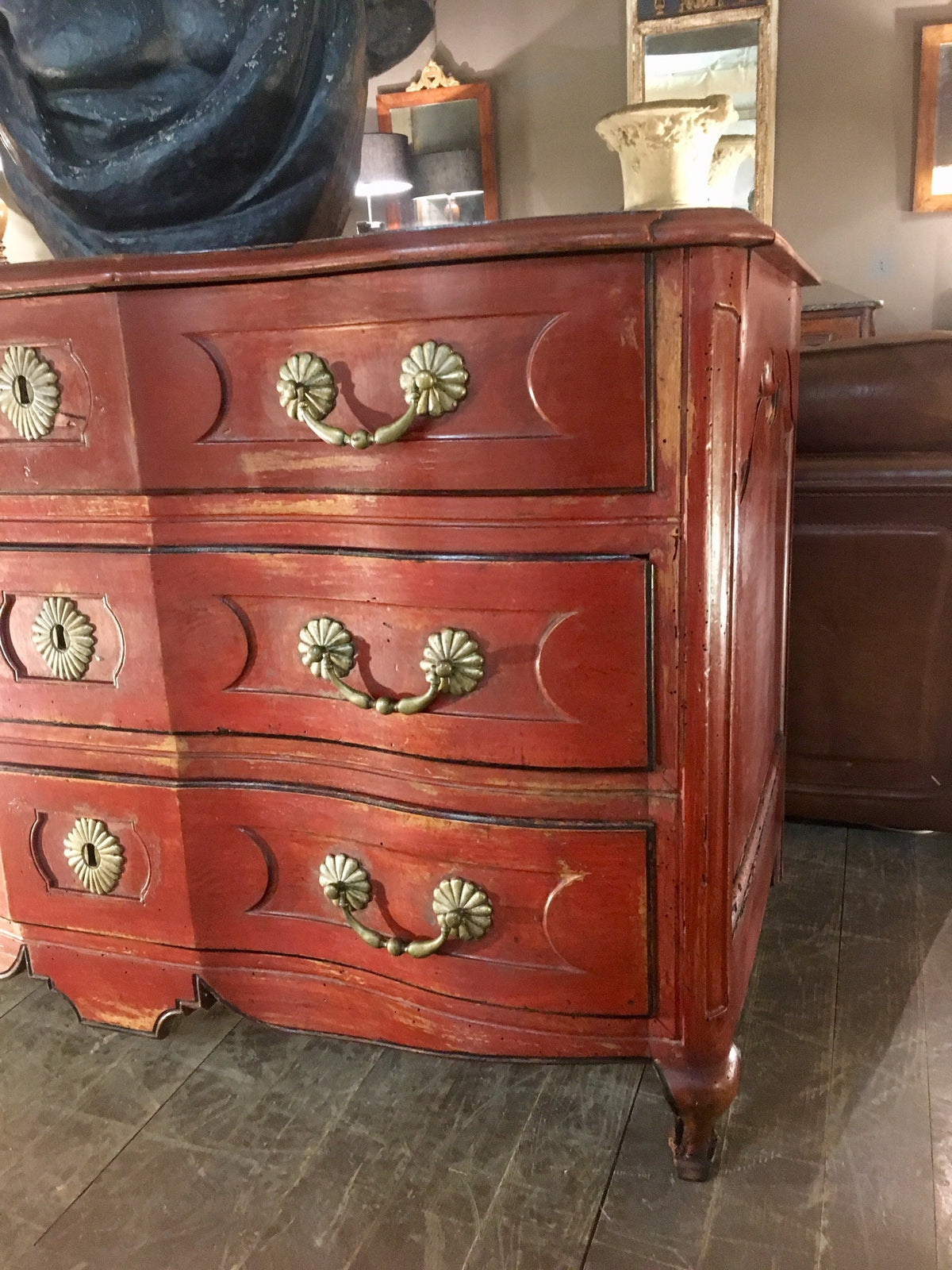 Louis XIV arbalette commode with three drawers 55"